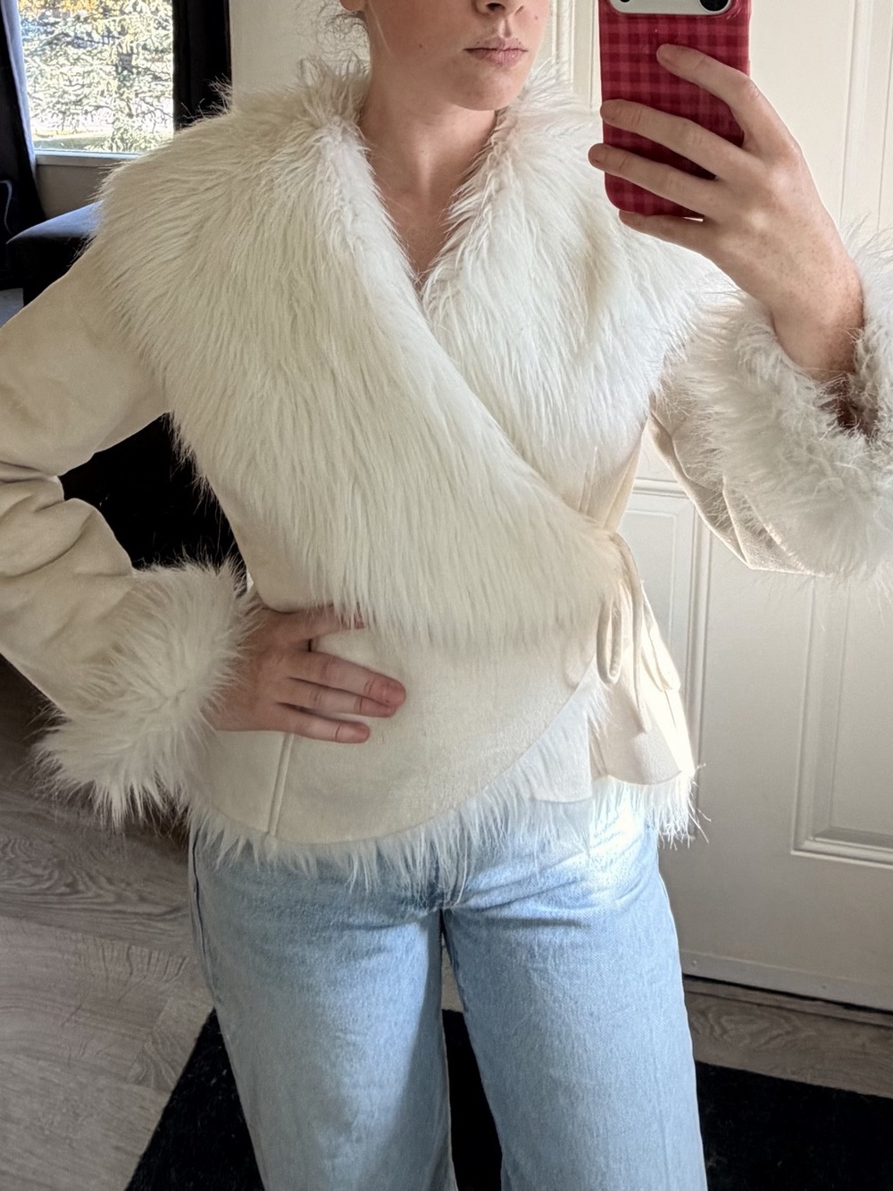 Cream Faux-Fur Trim Jacket